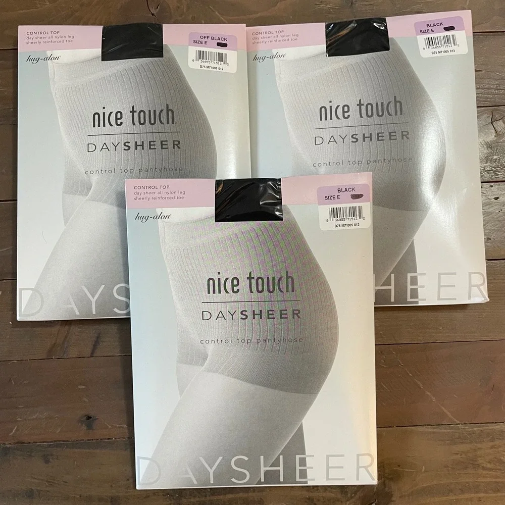 Hug Alon Nice Touch Daysheer Control Top Pantyhose Black, Off‎ Black sz E